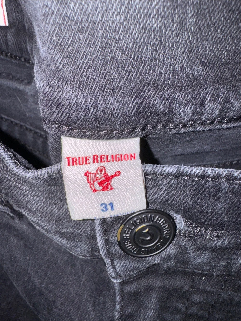 True Religion Men's Straight Black Denim Jeans